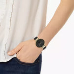 Women's Black Leather Strap Watch