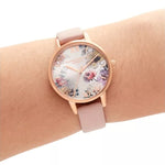 Women's Dusty Pink Leather Strap Watch