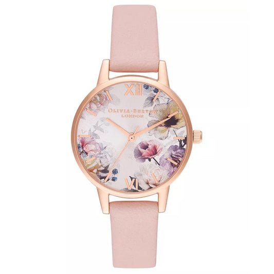 Women's Dusty Pink Leather Strap Watch