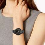 Crystal Black Stainless Steel Bracelet Watch