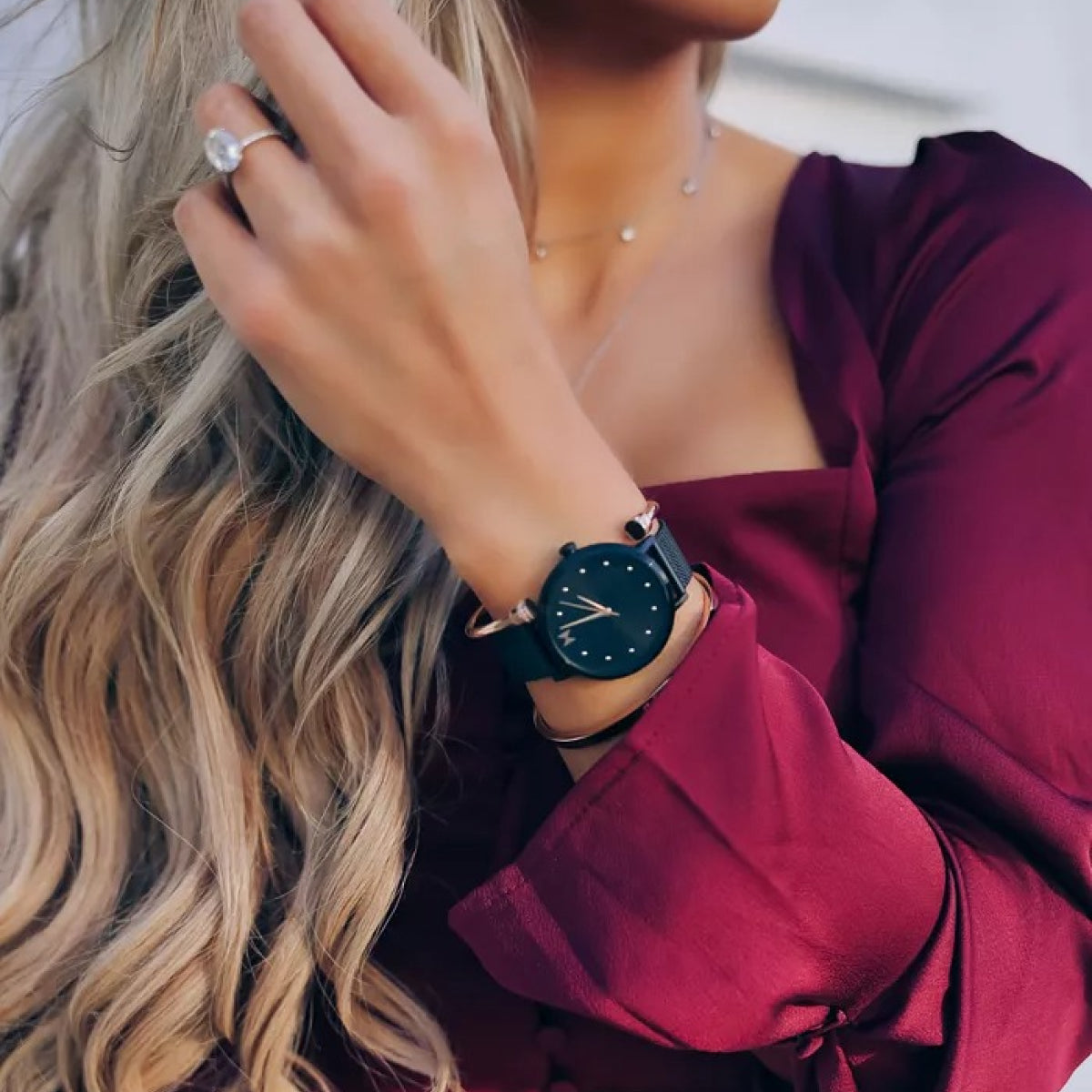 Black Stainless Steel Mesh Bracelet Watch