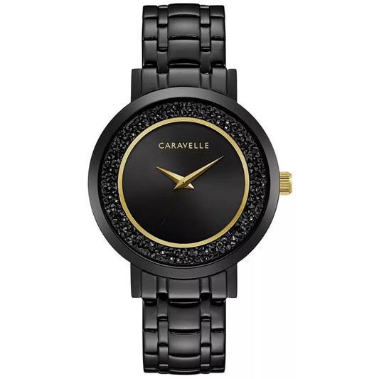 Crystal Black Stainless Steel Bracelet Watch